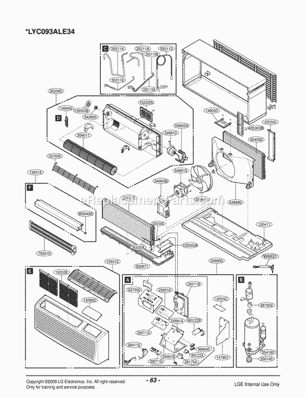 LG LP090CED Combined Units Package Unit Air Conditioner Exploded View 1 Diagram