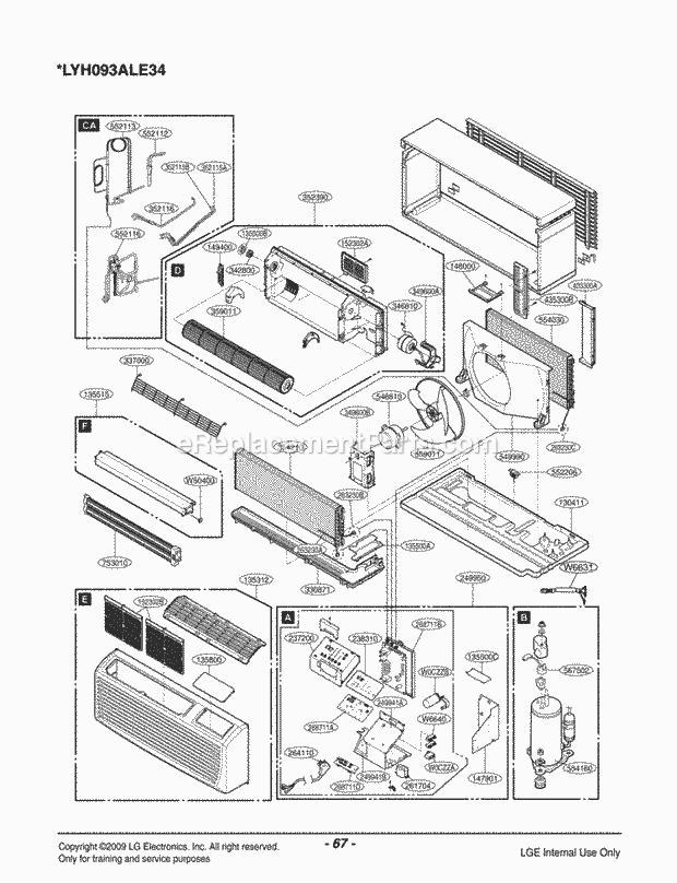 LG LP090HED Combined Units Package Unit Air Conditioner Exploded View 1 Diagram