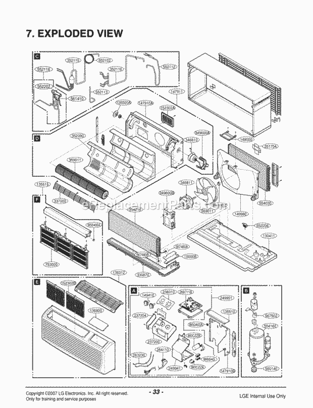 LG LP090HEM Combined Units Package Unit Air Conditioner Exploded View 1 Diagram