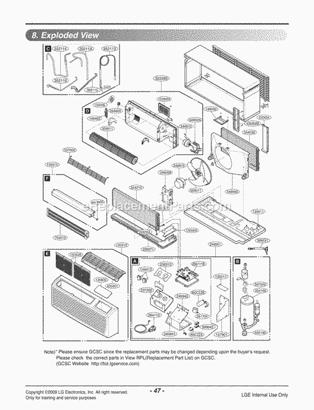 LG LP091CEM-Y8 Combined Units Package Unit Air Conditioner Exploded View 1 Diagram