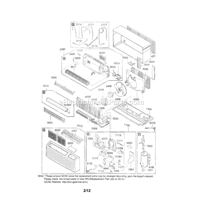 LG LP093CD3A Air Conditioner Exploded View Diagram