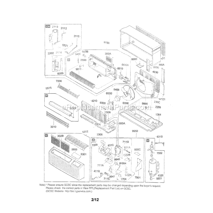 LG LP093HD3A Air Conditioner Exploded View Diagram