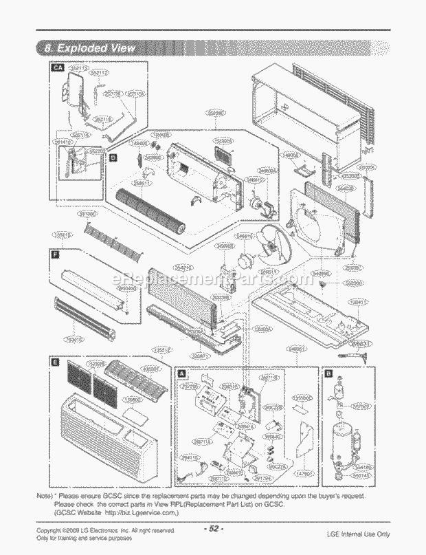 LG LP120HED-Y8 Combined Units Package Unit Air Conditioner Exploded View 1 Diagram