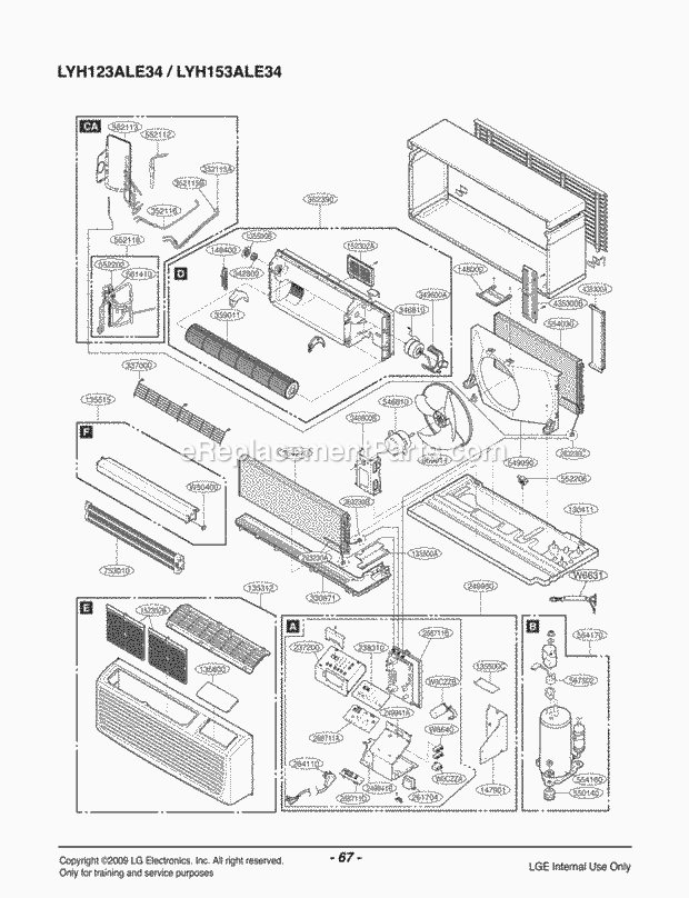LG LP120HED Combined Units Package Unit Air Conditioner Exploded View 1 Diagram