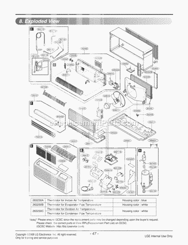 LG LP121HEM-Y8 Combined Units Package Unit Air Conditioner Exploded View 1 Diagram