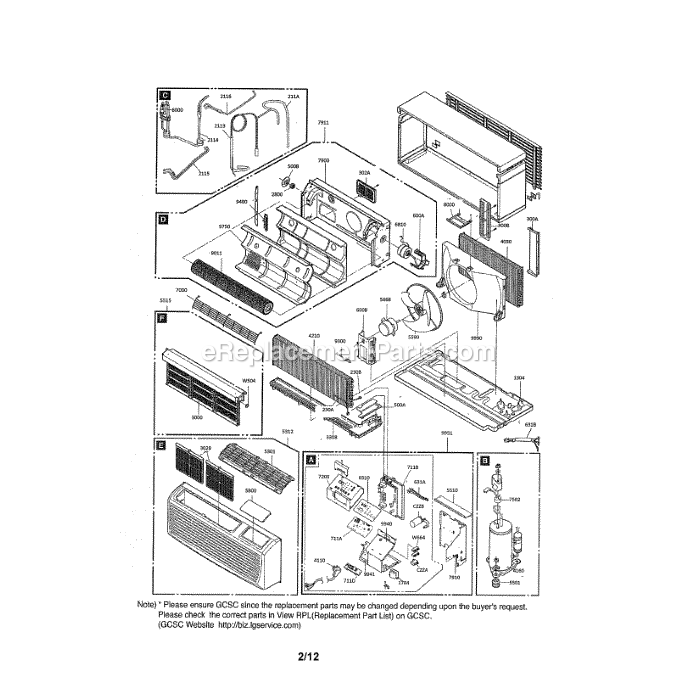 LG LP126CD3A Air Conditioner Exploded View Diagram