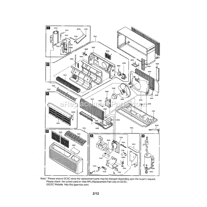 LG LP126HD3A Air Conditioner Exploded View Diagram