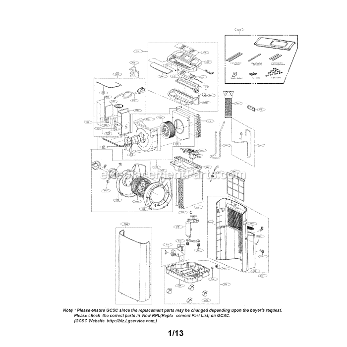 LG LP1311BXR (00) Air Conditioner Exploded View Diagram