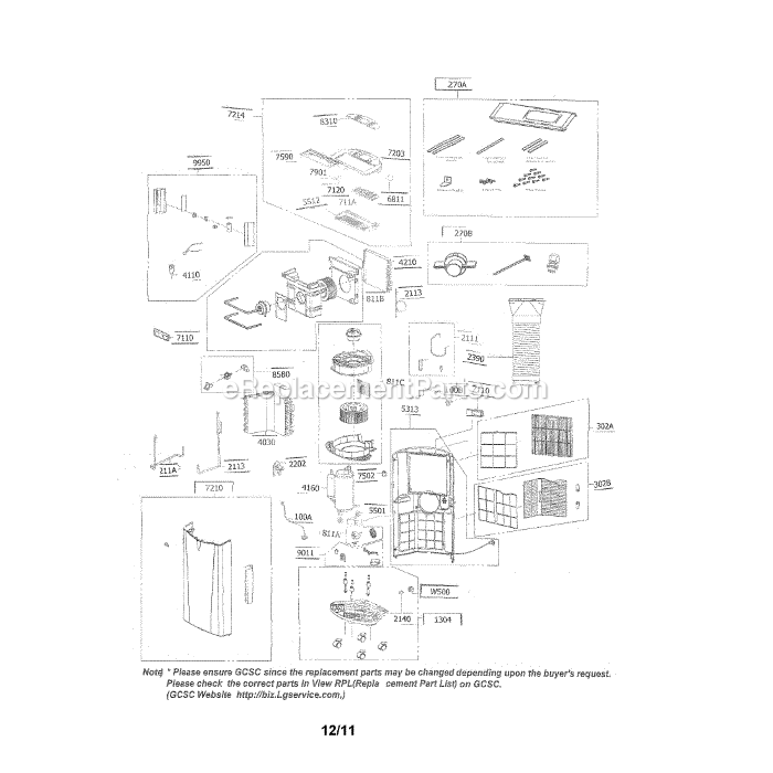 LG LP1411SHR Air Conditioner Exploded View Diagram