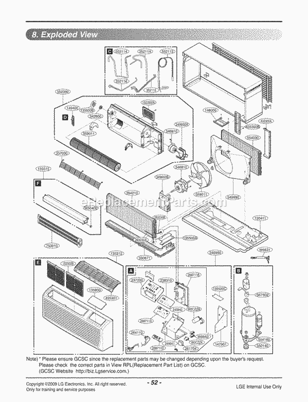 LG LP150CED-Y8 Combined Units Package Unit Air Conditioner Exploded View 1 Diagram