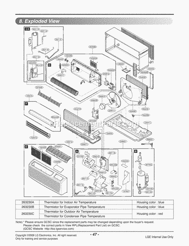 LG LP150HED-Y8 Combined Units Package Unit Air Conditioner Exploded View 1 Diagram
