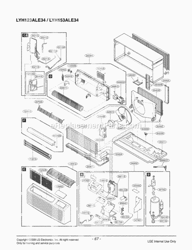 LG LP150HED Combined Units Package Unit Air Conditioner Exploded View 1 Diagram