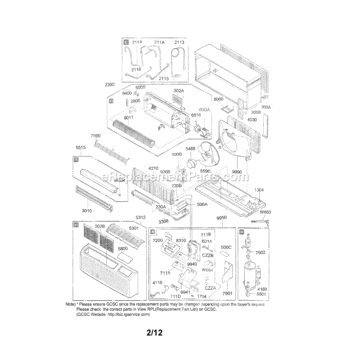 LG LP153CD3A Air Conditioner Exploded View Diagram