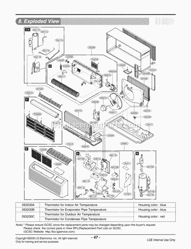 LG LP155HED1 Combined Units Packaged A/C / Heat Pump Air Conditioner Exploded View 1 Diagram