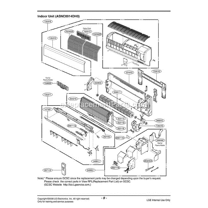 LG LSN092CE (AWHBEUS) Air Conditioner Section Diagram