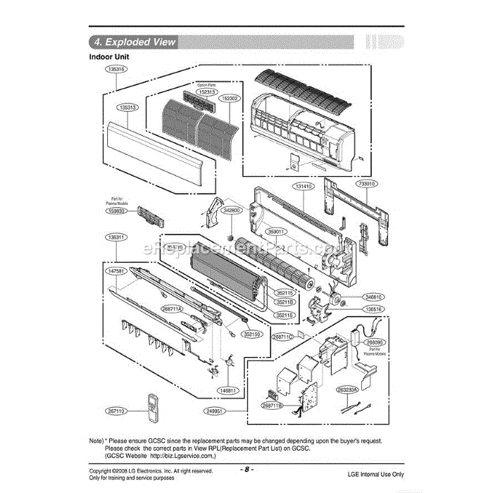 LG LSN092HE (AWHBEUS) Air Conditioner Section Diagram