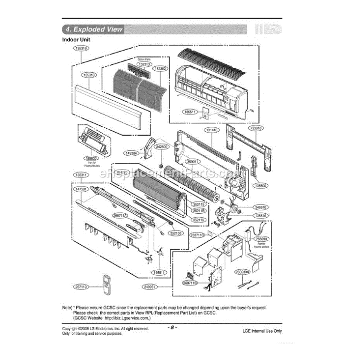 LG LSN122CE (AWHBEUS) Air Conditioner Section Diagram