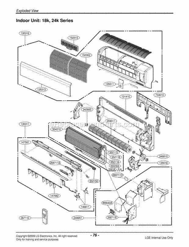 LG LSN240HE Room A/C Exploded View Diagram