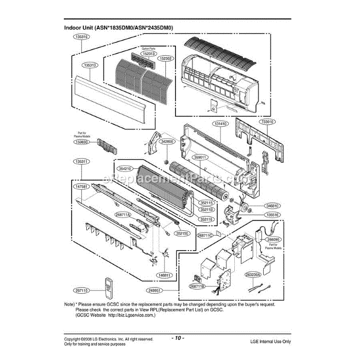 LG LSN242CE (AWHBEUS) Air Conditioner Section Diagram