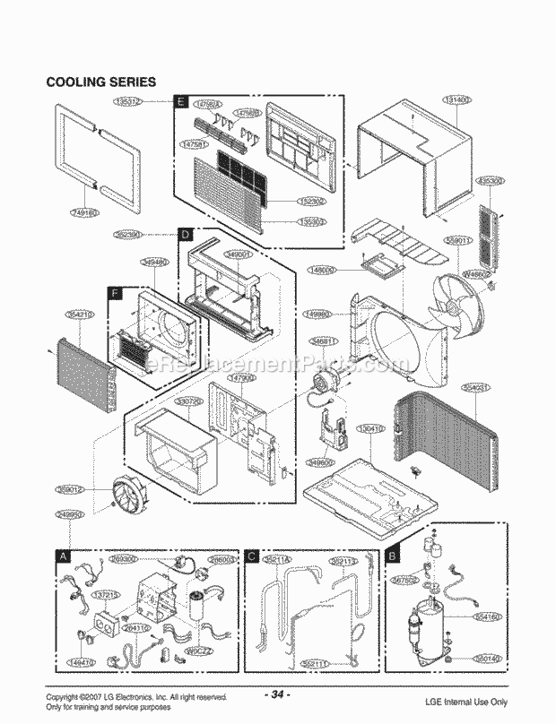 LG LT0810C Room A/C Air Conditioner Exploded View 1 Diagram