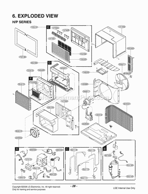LG LT1030H Room A/C Air Conditioner Exploded View 1 Diagram