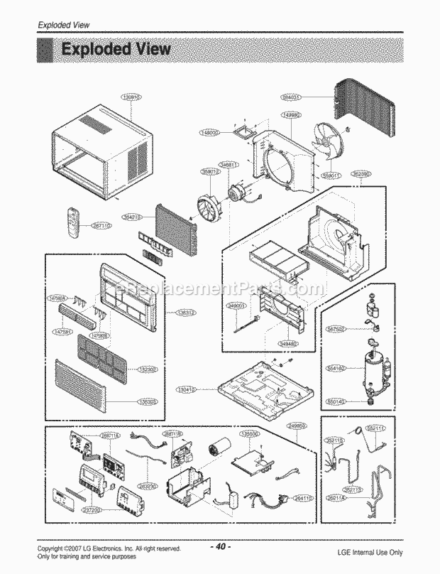 LG LW1000PR Room A/C Air Conditioner Exploded View 1 Diagram