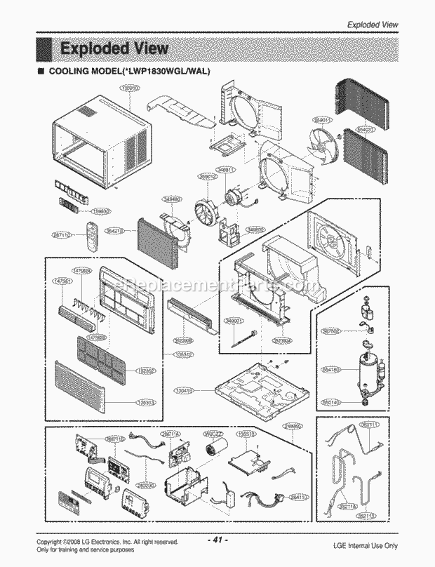 LG LW1800PR Room A/C Air Conditioner Exploded View 1 Diagram