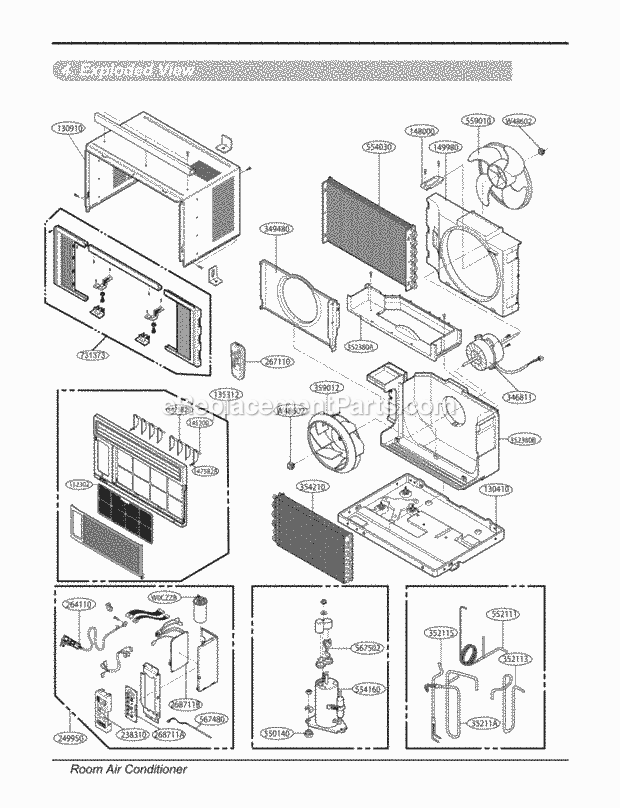 LG LWHD6500SR Room A/C Room Air Conditioner Exploded View Diagram