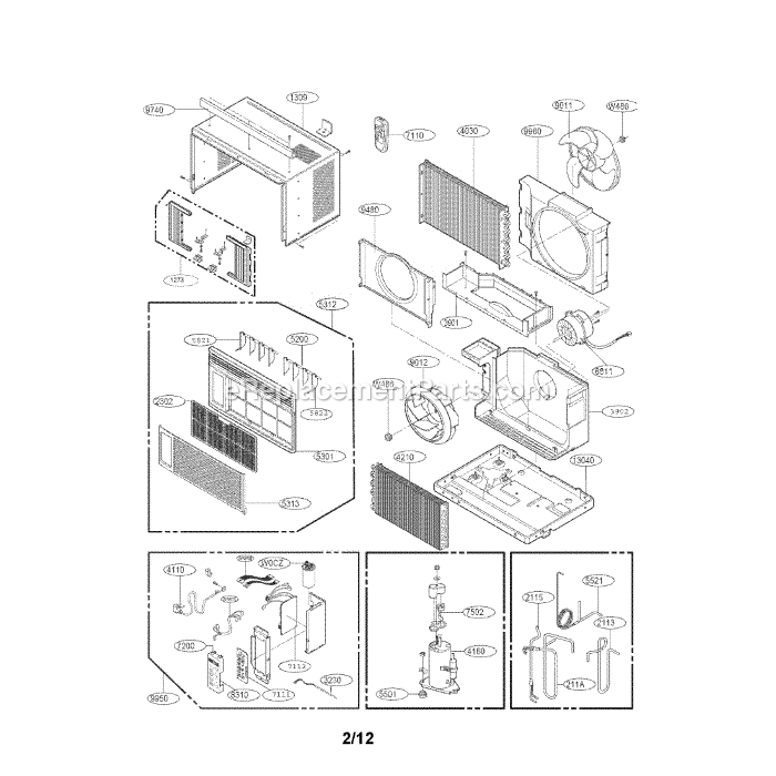 LG LWHD8008R Room Air Conditioner Exploded View Diagram