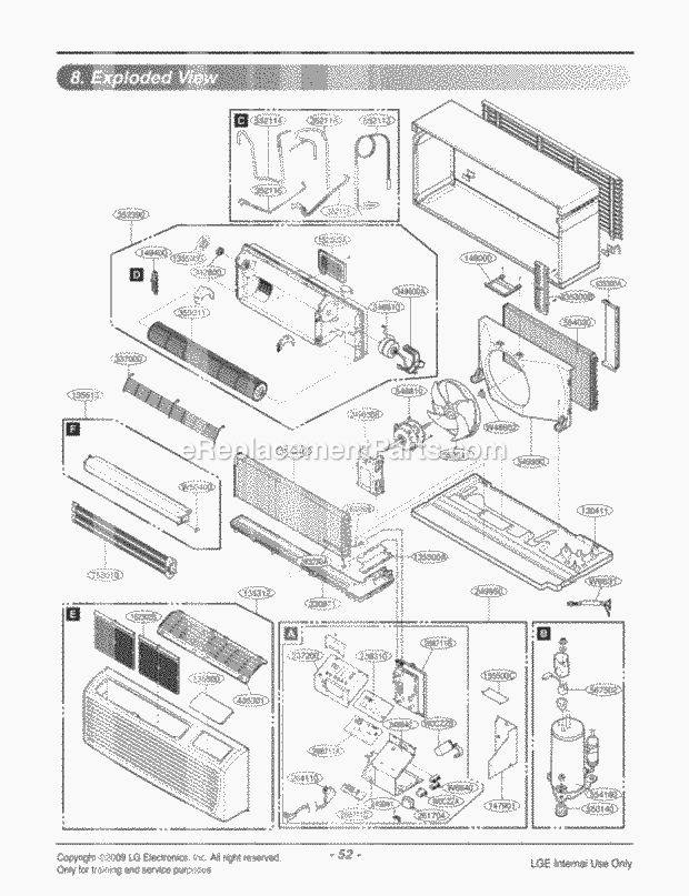LG LYC123ALE35 Mfg Number Asbbeus, Air Conditioner Air Conditioner Exploded View 1 Diagram