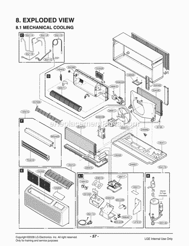 LG PTED1201GCA Mfg Number Asdatra, Air Conditioner Air Conditioner Exploded View 1 Diagram