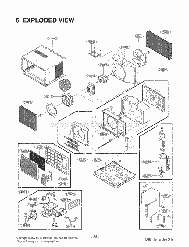 LG R1404 Air Conditioner Exploded View Diagram