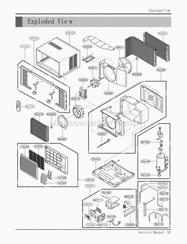 LG RAD-123A Mfg Number Awyahci, Air Conditioner Ser Vice Manual Exploded View Exploded Vie W Diagram