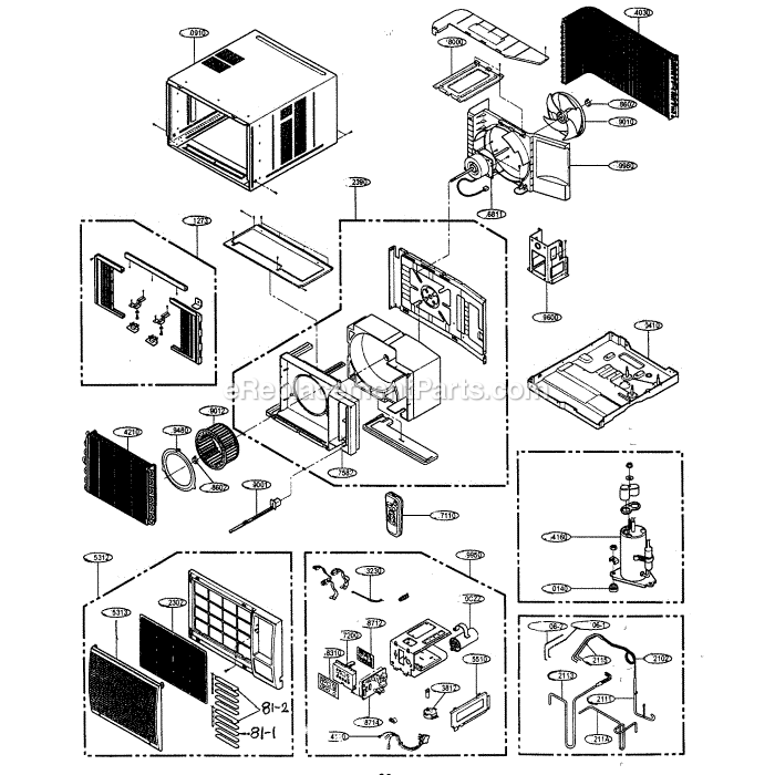 LG WG2400R Room Air Conditioner Cabinet Diagram
