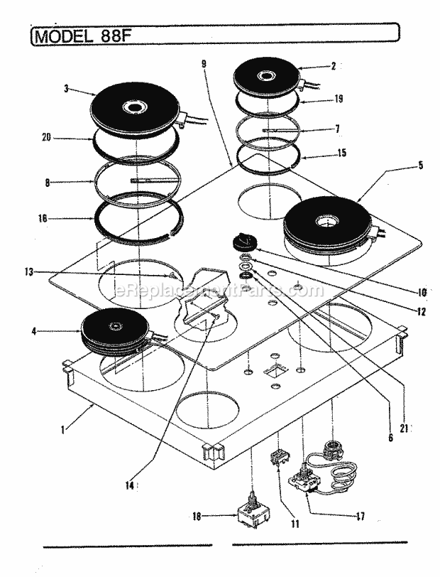 Magic Chef 88FK-2 Electric Cooking Top Assembly Diagram