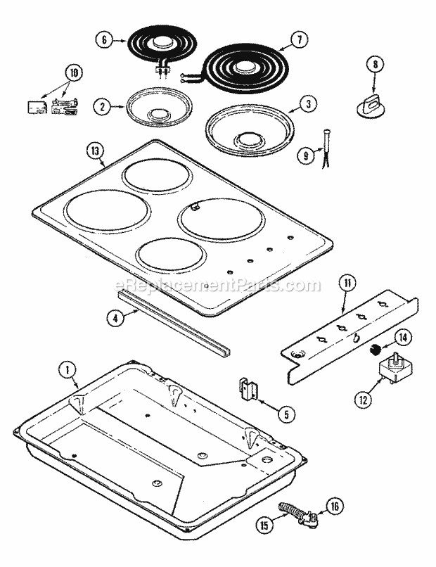 Magic Chef CEC1430AAQ Electric Cooking Cooktop (Complete) Diagram