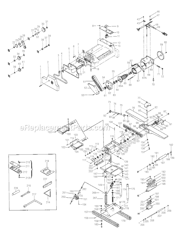 Makita 2030 Type 1 12" Planer-Jointer Page A Diagram