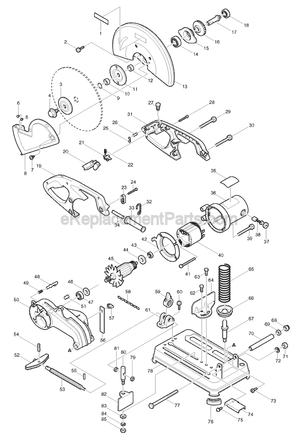 Makita 2414DB Portable Cut Off Saw Page A Diagram