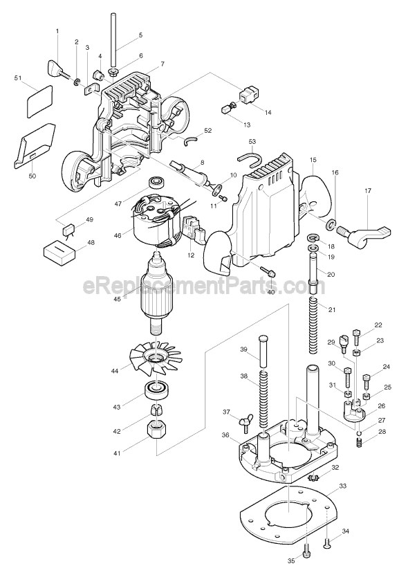 Makita 3621 Router Page A Diagram