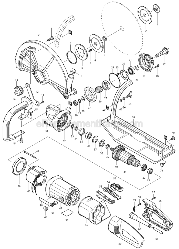 Makita 4114 Angle Cutter Page A Diagram