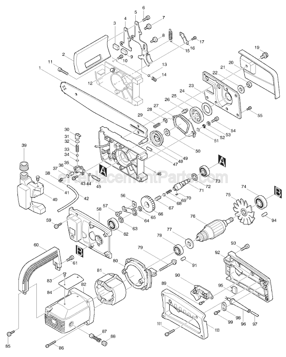 Makita 5014NB Chainsaw Page A Diagram