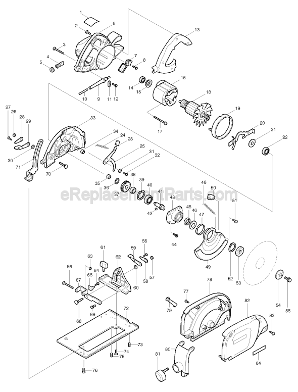 Makita 5057KB 7-1/4" Circular Saw Page A Diagram