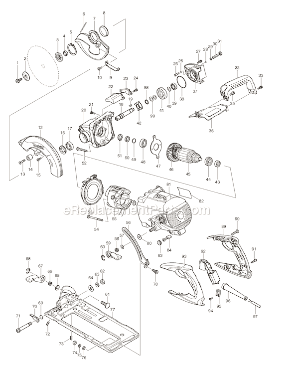 Makita 5477NB 7-1/4" Hypoid Saw Page A Diagram