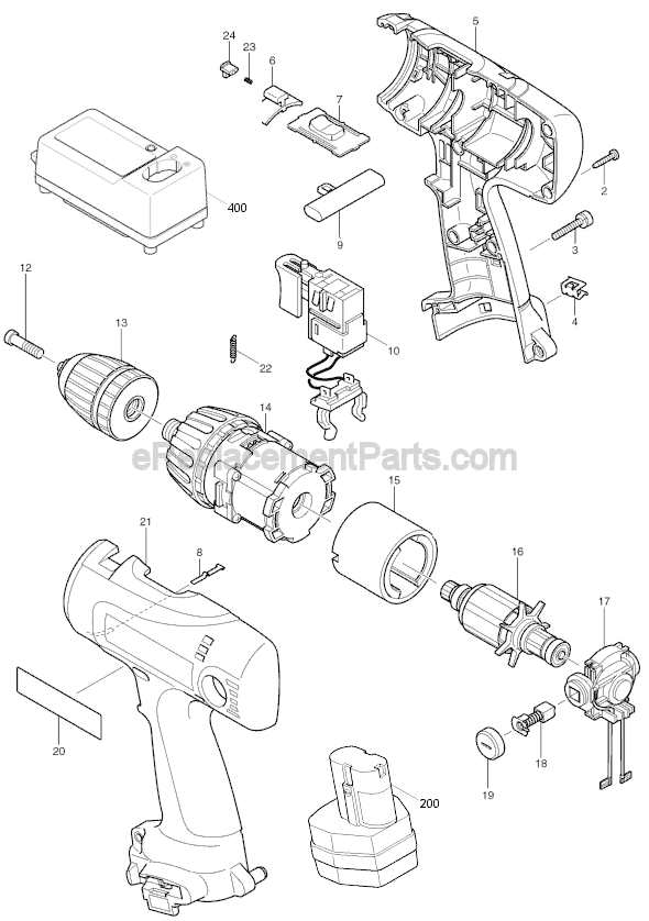 Makita 6217D Cordless Drill Page A Diagram