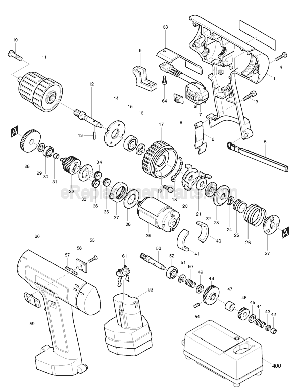 Makita 6312D Cordless Drill Page A Diagram