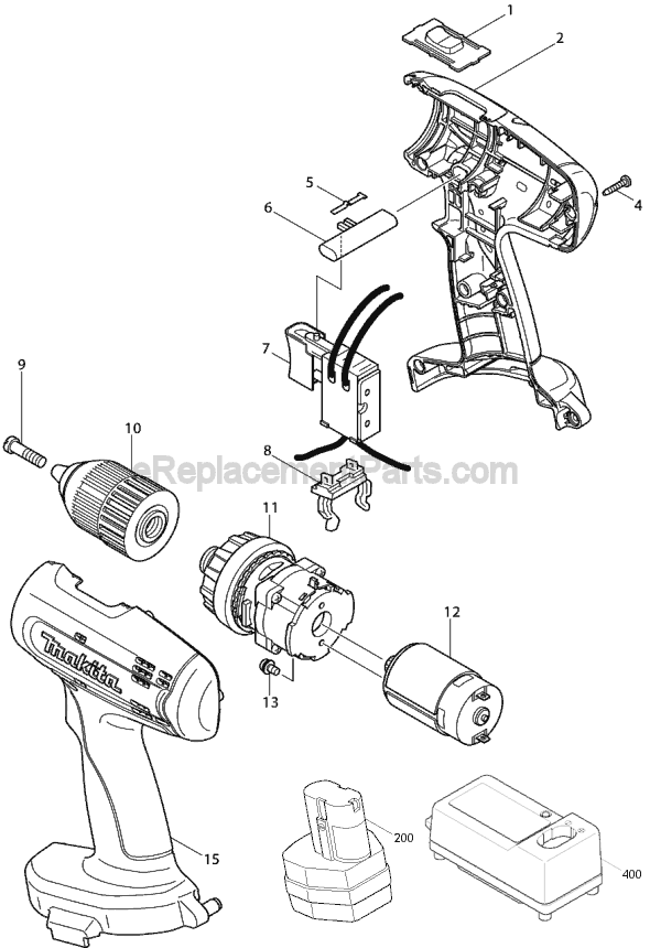 Makita 6390DWPE 18V Cordless Drill Page A Diagram