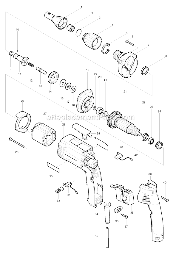 Makita 6824NA 6.5 Amp 50 Foot Cord Drywall Screwdriver Page A Diagram