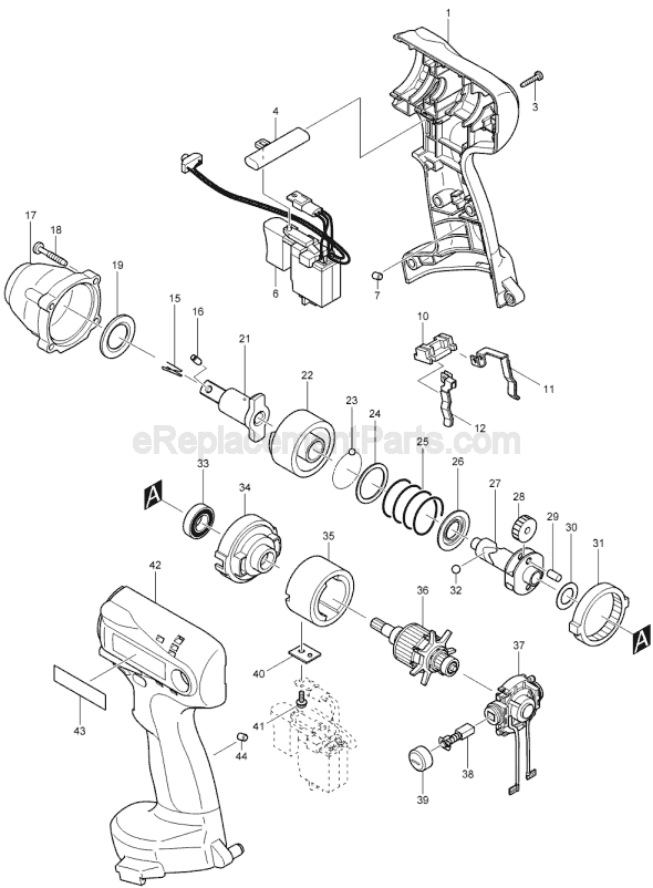 Makita 6934FDWDE 14V Cordless Impact Wrench Page A Diagram