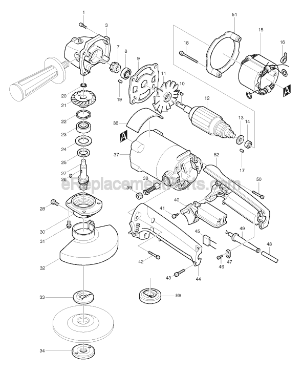 Makita 9005B Grinder Page A Diagram