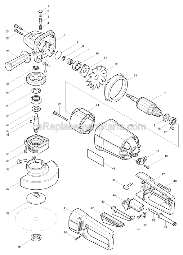 Makita 9627 Grinder Page A Diagram